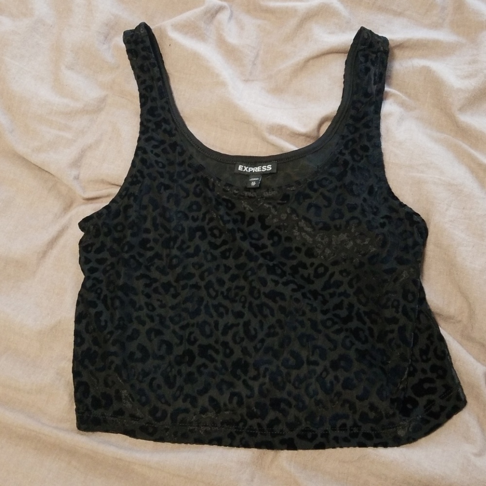 Black Cheetah Print Crop Top